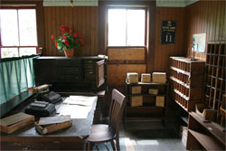Recreation of a camp post office, located at the BC Forest Discovery Centre
